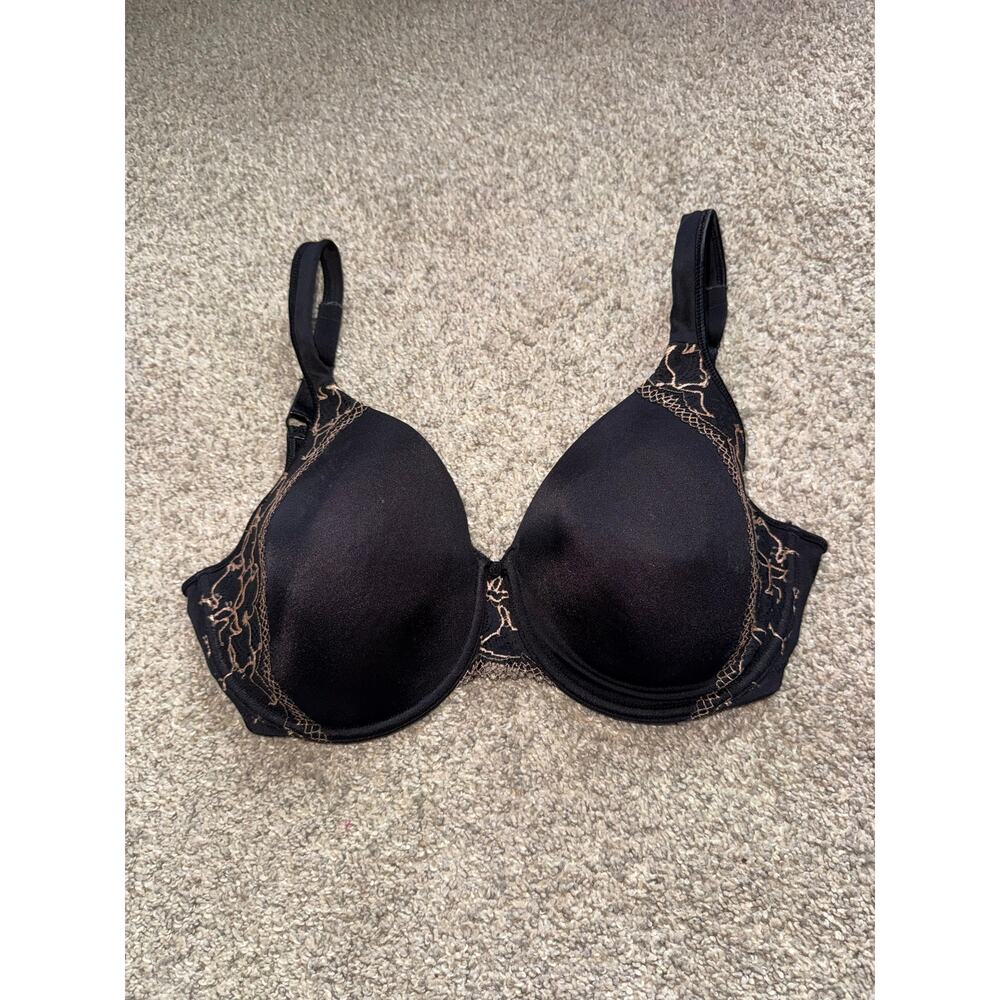 Bali - Underwire Bra - 36DD, Black with Tan Trim